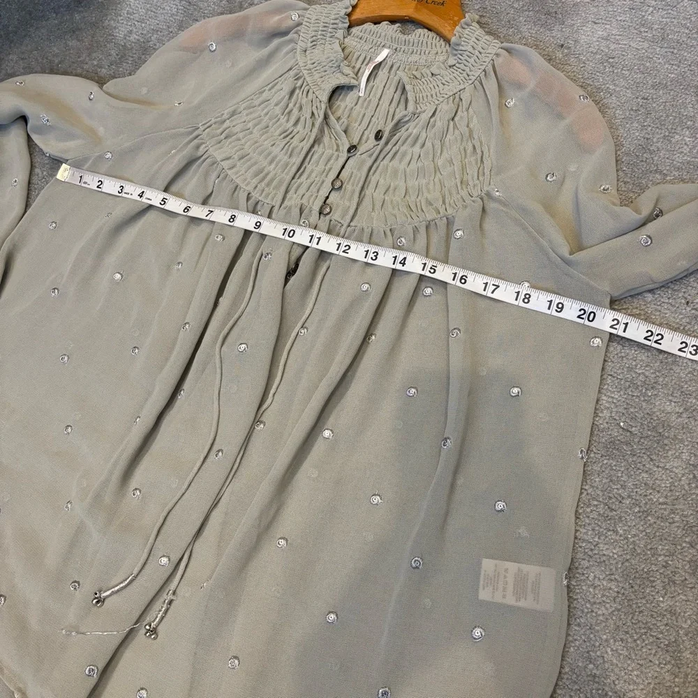 Free People Ready to Run Blouse Small‎ sheer flowy